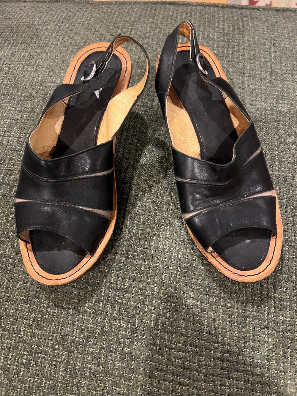 Camper Black Leather Slingback Sandals (sz 37)
